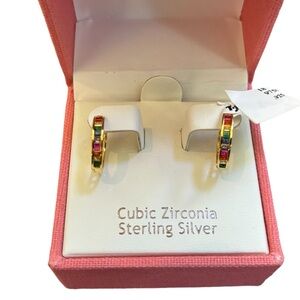 Nanette Lepore Cubic Zirconia Sterling Silver Rainbow Gem Earrings